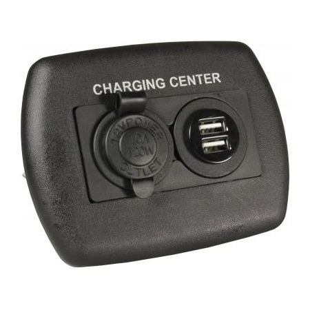 Jr Products 12V/USB CHARGING CENTER, BLACK 15095